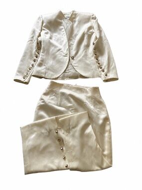 Vintage Christian Dior Ivory Satin skit set Bridal / Minimalist 90s Dior